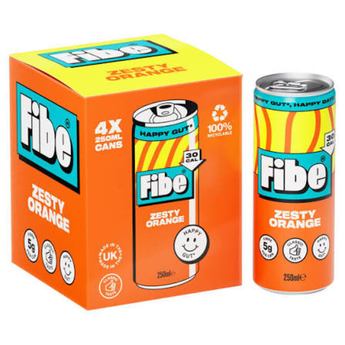 Fibe Zesty Orange Soda 4x250Ml
